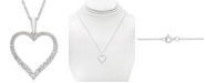 Macy's Diamond Open Heart 18" Pendant Necklace (1/4 ct. t.w.) in 14k White Gold